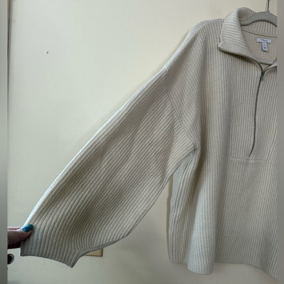 Daily Ritual Women's Cream Ribbed Half Zip Sweater, size XL - Picture 4 of 8